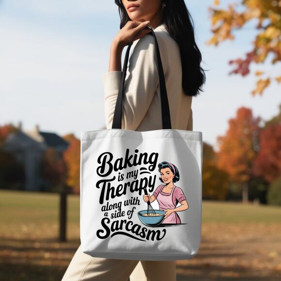 Handmade Handbags - Baking Therapy Sassy Sarcastic Retro Pinup Tote Bag